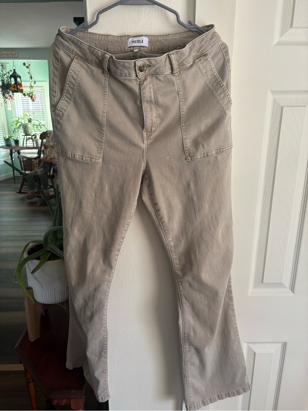 pistola Taupe Straight-Leg Utility Pants